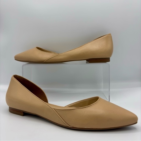 MARC FISHER Sunny Half D'orsay Flat In Beige Leather Size 7.5 - Picture 3 of 12